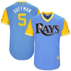 Wholesale Cheap Rays #5 Matt Duffy Light Blue \"Duffman\" Players Weekend Authentic Stitched MLB Jersey