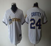 Wholesale Cheap Mariners #24 Ken Griffey White Cooperstown Throwback Stitched MLB Jersey