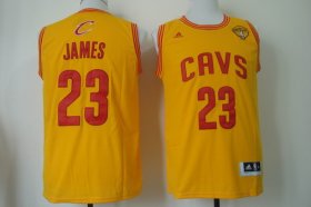 Wholesale Cheap Men\'s Cleveland Cavaliers #23 LeBron James 2017 The NBA Finals Patch Yellow Swingman Jersey