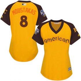 Wholesale Cheap Royals #8 Mike Moustakas Gold 2016 All-Star American League Women\'s Stitched MLB Jersey