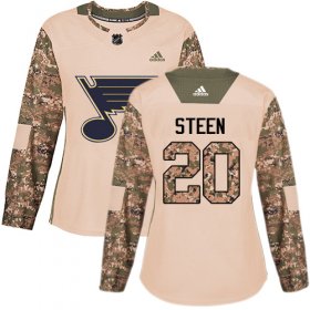 Wholesale Cheap Adidas Blues #20 Alexander Steen Camo Authentic 2017 Veterans Day Women\'s Stitched NHL Jersey