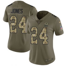 Wholesale Cheap Nike Packers #24 Josh Jones Olive/Camo Women\'s Stitched NFL Limited 2017 Salute to Service Jersey