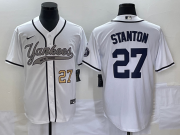 Wholesale Cheap Men's New York Yankees #27 Giancarlo Stanton Number White With Patch Cool Base Stitched Baseball Jersey