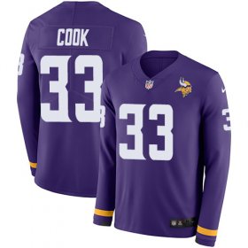Wholesale Cheap Nike Vikings #33 Dalvin Cook Purple Team Color Men\'s Stitched NFL Limited Therma Long Sleeve Jersey