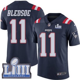 Wholesale Cheap Nike Patriots #11 Drew Bledsoe Navy Blue Super Bowl LIII Bound Men\'s Stitched NFL Limited Rush Jersey