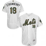 Wholesale Cheap Mets #18 Darryl Strawberry White(Blue Strip) Flexbase Authentic Collection Memorial Day Stitched MLB Jersey