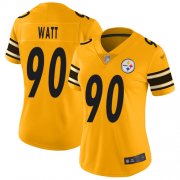 Wholesale Cheap Nike Steelers #90 T. J. Watt Gold Women's Stitched NFL Limited Inverted Legend Jersey