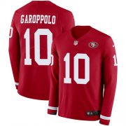 Wholesale Cheap Nike 49ers #10 Jimmy Garoppolo Red Team Color Youth Stitched NFL Limited Therma Long Sleeve Jersey