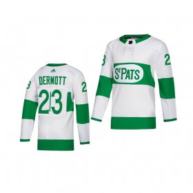 Wholesale Cheap Maple Leafs #23 Travis Dermott adidas White 2019 St. Patrick\'s Day Authentic Player Stitched NHL Jersey