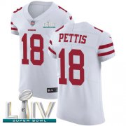 Wholesale Cheap Nike 49ers #18 Dante Pettis White Super Bowl LIV 2020 Men's Stitched NFL Vapor Untouchable Elite Jersey