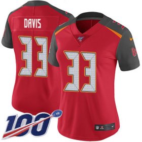 Wholesale Cheap Nike Buccaneers #33 Carlton Davis III Red Team Color Women\'s Stitched NFL 100th Season Vapor Limited Jersey