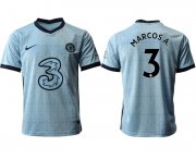 Wholesale Cheap Men 2020-2021 club Chelsea away aaa version 3 Light blue Soccer Jerseys