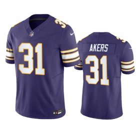 Men\'s Minnesota Vikings #31 Cam Akers Purple 2023 F.U.S.E. Vapor Throwback Limited Stitched Jersey