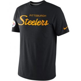 Wholesale Cheap Pittsburgh Steelers Nike Tri-Script Tri-Blend T-Shirt Black
