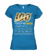 Wholesale Cheap Green Bay Packers 100 Seasons Memories Women's T-Shirt Sky Blue