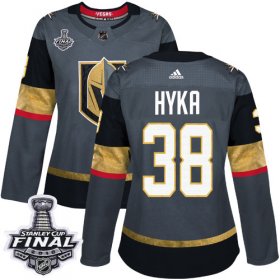Wholesale Cheap Adidas Golden Knights #38 Tomas Hyka Grey Home Authentic 2018 Stanley Cup Final Women\'s Stitched NHL Jersey