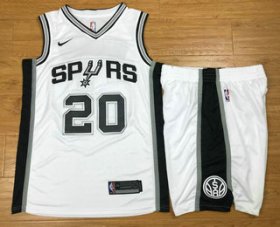 Wholesale Cheap Men\'s San Antonio Spurs #20 Manu Ginobili White 2017-2018 Nike Swingman Stitched NBA Jersey With Shorts