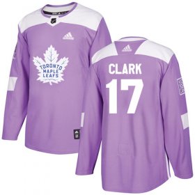 Wholesale Cheap Adidas Maple Leafs #17 Wendel Clark Purple Authentic Fights Cancer Stitched NHL Jersey