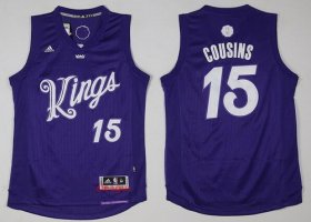 Wholesale Cheap Men\'s Sacramento Kings #15 DeMarcus Cousins adidas Purple 2016 Christmas Day Stitched NBA Swingman Jersey