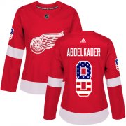 Wholesale Cheap Adidas Red Wings #8 Justin Abdelkader Red Home Authentic USA Flag Women's Stitched NHL Jersey