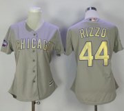 Wholesale Cheap Cubs #44 Anthony Rizzo Grey 2017 Gold Program Cool Base Women's Stitched MLB Jersey
