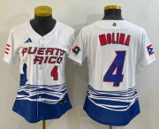 Cheap Women's Puerto Rico Baseball #4 Yadier Molina Number 2023 Red World Classic Stitched Jersey