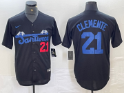 Cheap Men's Santurce Crabbers #21 Roberto Clemente Black Cool Base Stitched Baseball Jersey