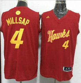 Wholesale Cheap Men\'s Atlanta Hawks #4 Paul Millsap adidas Red 2016 Christmas Day Stitched NBA Swingman Jersey