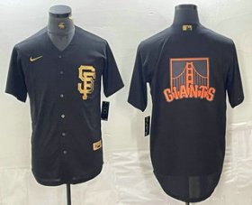 Cheap Men\'s San Francisco Giants Team Big Logo Black Gold Cool Base Stitched Baseball Jersey