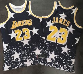 Wholesale Cheap Los Angeles Lakers #23 LeBron James Navy Throwback 1997 4th of July Stitched NBA Jersey