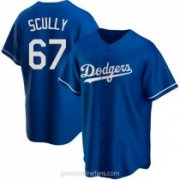Wholesale Men's Los Angeles Dodgers #67 Vin Scully Blue Stitched MLB Cool Base Nike Jersey