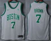Wholesale Cheap Men's Boston Celtics #7 Jaylen Brown Grey 2017-2018 Nike Authentic General Electric Stitched NBA Jersey