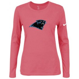 Wholesale Cheap Women\'s Nike Carolina Panthers Of The City Long Sleeve Tri-Blend NFL T-Shirt Pink