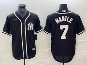 Cheap Men's New York Yankees #7 Mickey Mantle Black White Cool Base Stitched Jersey