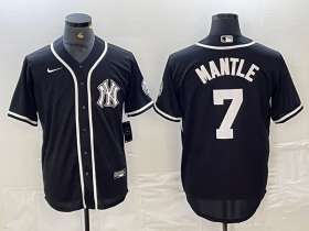 Cheap Men\'s New York Yankees #7 Mickey Mantle Black White Cool Base Stitched Jersey