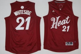 Wholesale Cheap Men\'s Miami Heat #21 Hassan Whiteside adidas Red 2016 Christmas Day Stitched NBA Swingman Jersey