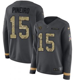 Wholesale Cheap Nike Bears #15 Eddy Pineiro Anthracite Salute to Service Women\'s Stitched NFL Limited Therma Long Sleeve Jersey