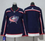 Wholesale Cheap Adidas Blue Jackets Blank Navy Blue Home Authentic Women's Stitched NHL Jersey