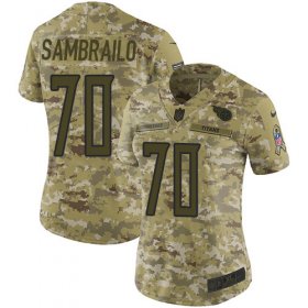 Wholesale Cheap Nike Titans #70 Ty Sambrailo Camo Women\'s Stitched NFL Limited 2018 Salute To Service Jersey