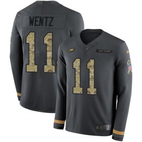 Wholesale Cheap Nike Eagles #11 Carson Wentz Anthracite Salute to Service Youth Stitched NFL Limited Therma Long Sleeve Jersey