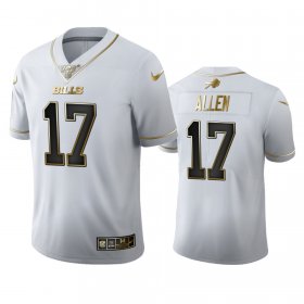 Wholesale Cheap Buffalo Bills #17 Josh Allen Men\'s Nike White Golden Edition Vapor Limited NFL 100 Jersey
