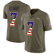 Wholesale Cheap Nike Broncos #7 John Elway Olive/USA Flag Youth Stitched NFL Limited 2017 Salute to Service Jersey