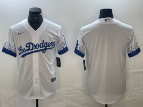 Cheap Men\'s Los Angeles Dodgers White Blank City Connect Cool Base Stitched Baseball Jersey