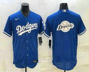 Cheap Men's Los Angeles Dodgers Big Logo Blue Flex Base Stitched Baseball Jersey1