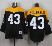 Wholesale Cheap Mitchell And Ness 1967 Steelers #43 Troy Polamalu Black/Yelllow Throwback Men's Stitched NFL Jersey