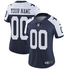 Wholesale Cheap Nike Dallas Cowboys Customized Navy Blue Thanksgiving Stitched Vapor Untouchable Limited Throwback Women\'s NFL Jersey