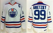 Wholesale Cheap Oilers Wayne Gretzky #99 Stitched White CCM Throwback NHL Jersey