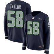 Wholesale Cheap Nike Seahawks #58 Darrell Taylor Steel Blue Team Color Women's Stitched NFL Limited Therma Long Sleeve Jersey