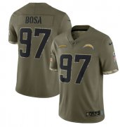 Wholesale Cheap Men's Los Angeles Chargers #97 Joey Bosa 2022 Olive Salute To Service Limited Stitched Jersey