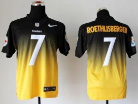 Wholesale Cheap Nike Steelers #7 Ben Roethlisberger Black/Gold Men\'s Stitched NFL Elite Fadeaway Fashion Jersey